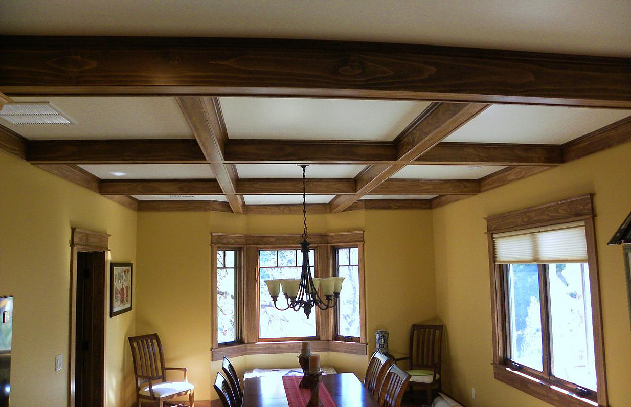 Interior shot of custom designed cieling framing