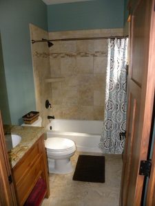 Newly remodeled bathroom with custom made shower and counter space