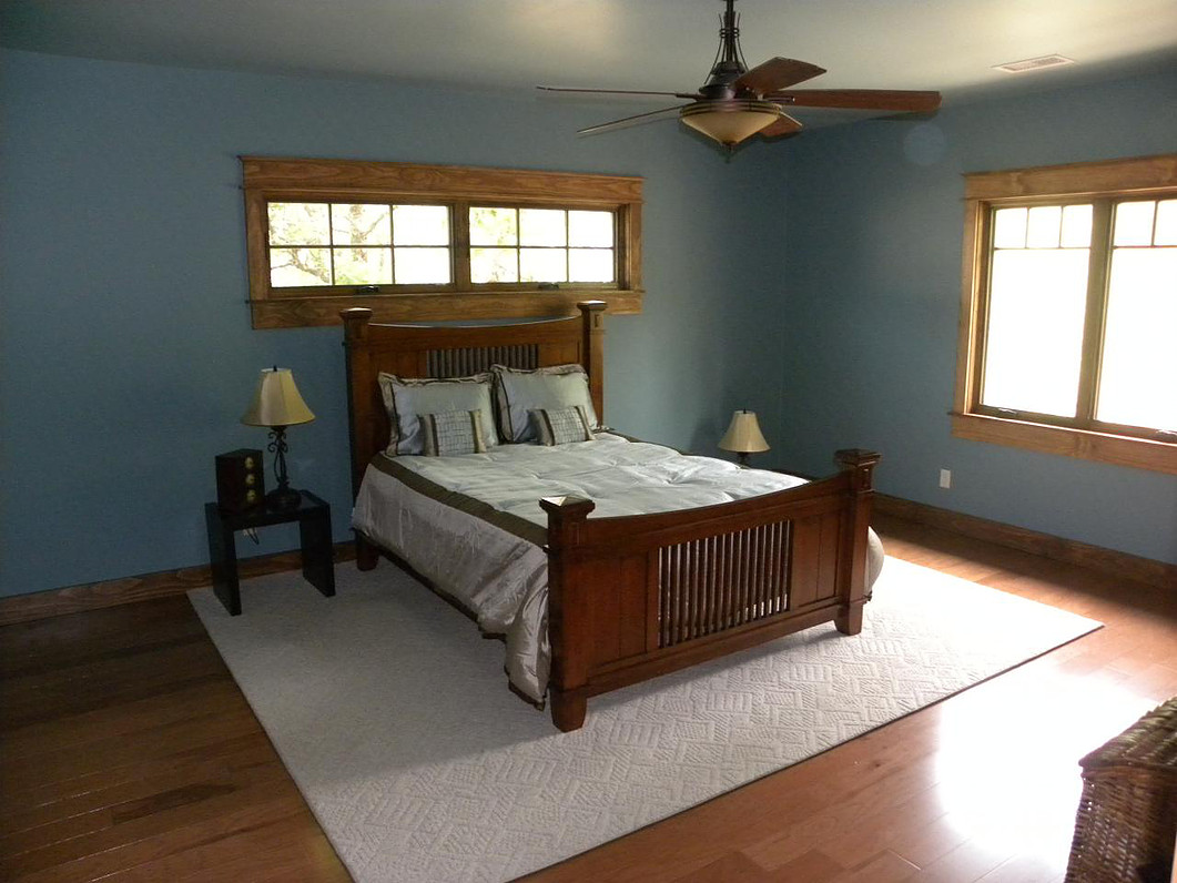 Custom Designed Bedroom with wood trimmed windows