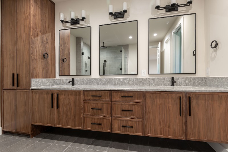 walnut bathroom cabinets