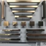 different options and finishes of kitchen hardware shown in one place