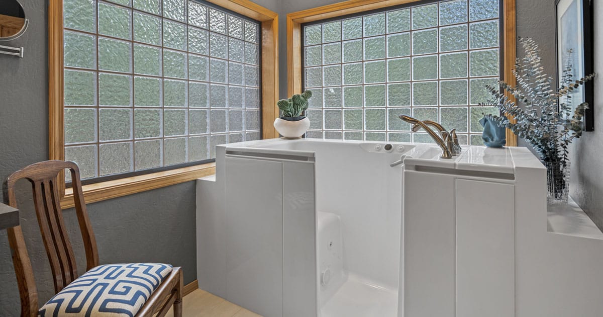 Walk-in bathtub installed and ready for use