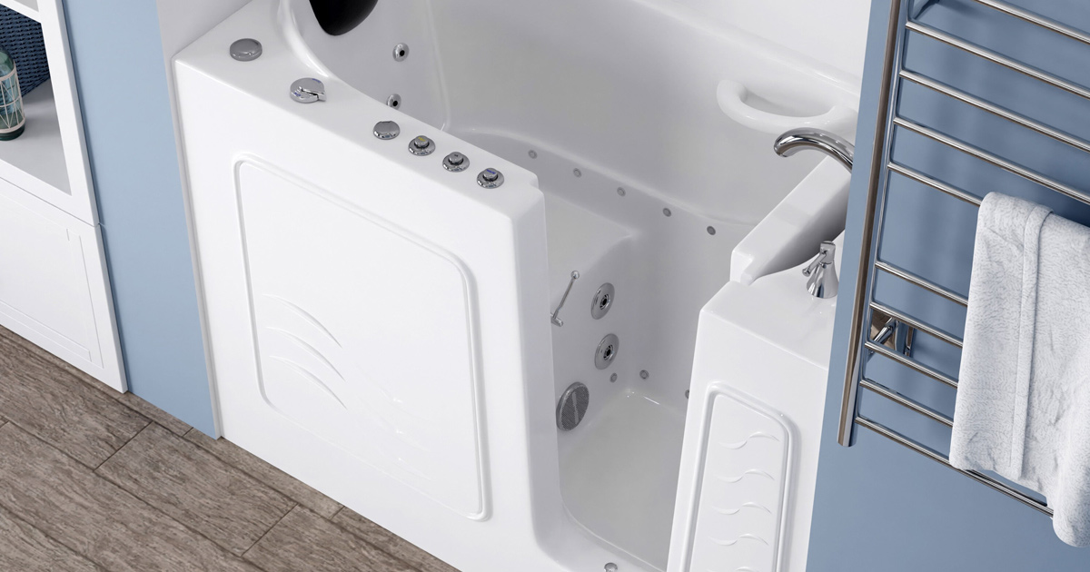 Walk-in bathtub installed and ready for use by Edurance