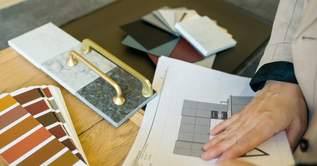 Homeowners picking out finishes for their kitchen rennovation
