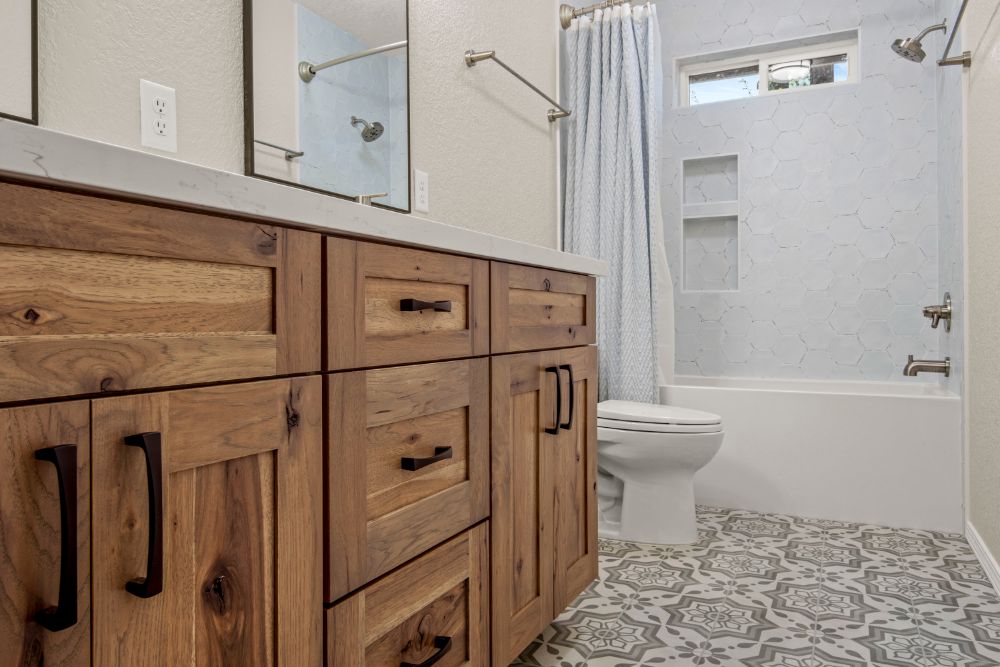 example of a bathroom with low maintenance materials