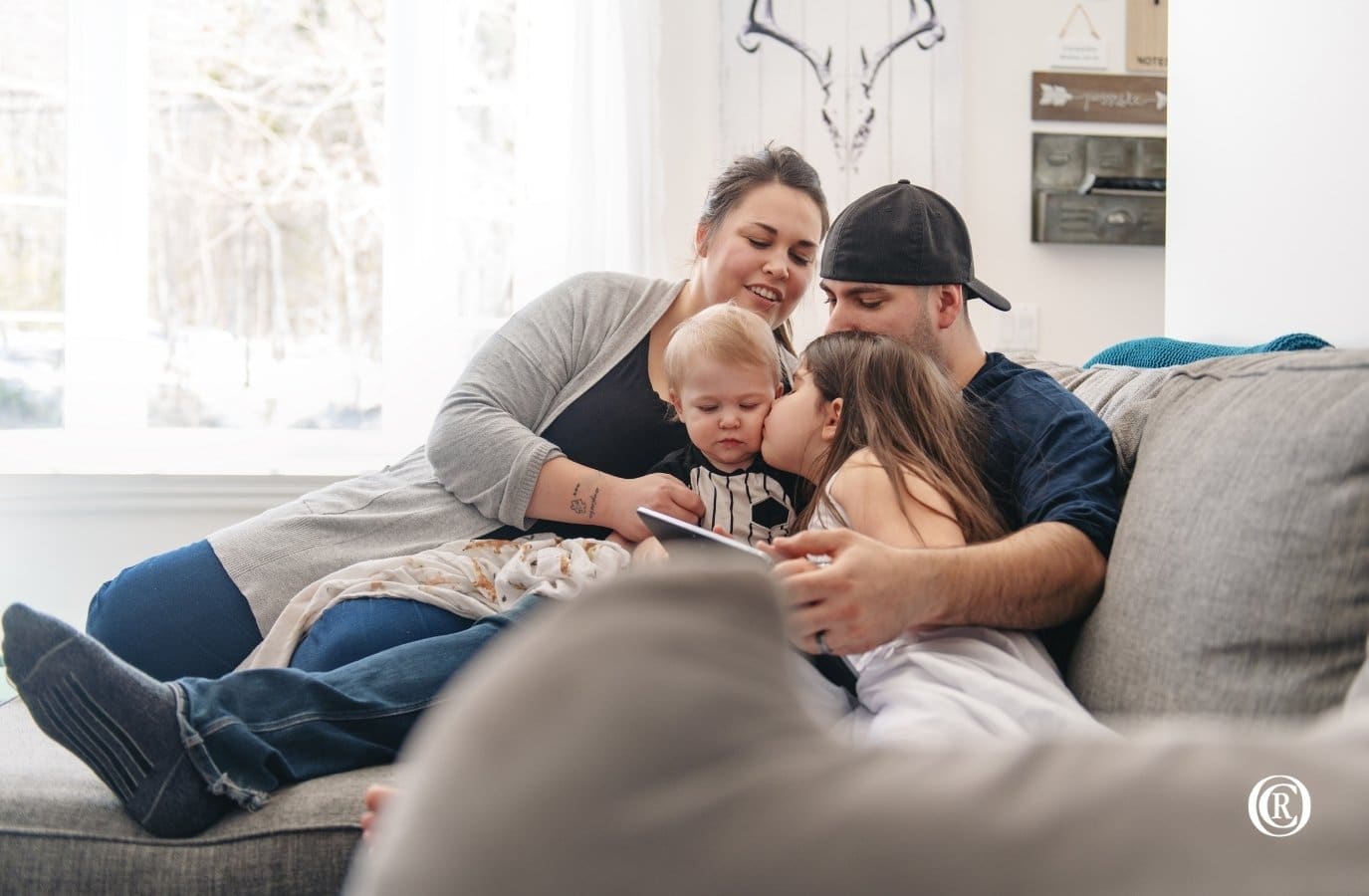 family on the couch